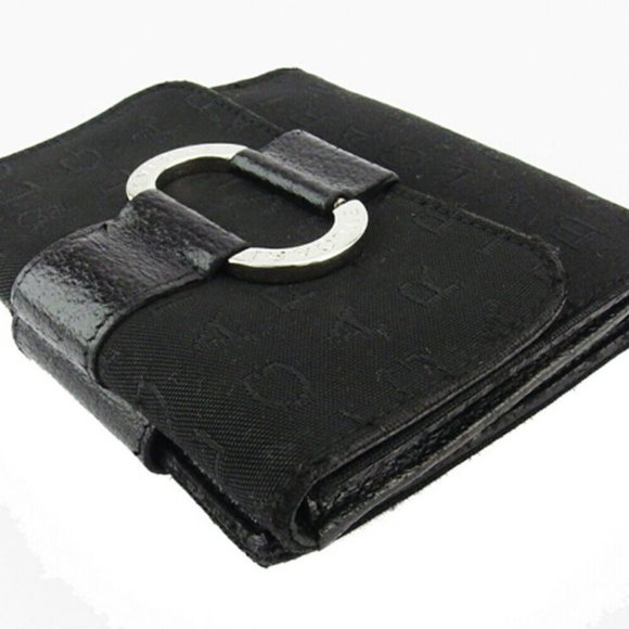 BVLGARI W hook purse logo mania canvas �~ leather Authentic used - Picture 3 of 9